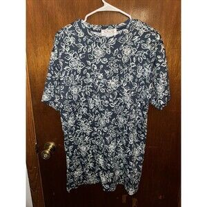 Talbots Sara Campbell Women’s Blue And White Floral Tunic Blouse Size Large
